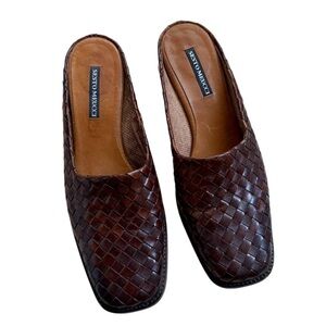 Sesto Meucci Italian Leather Basketweave Mules